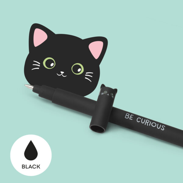 LEGAMI Loeschbarer Gelstift Katze – schwarze Tinte | Löschbarer Gelstift Katze – schwarz