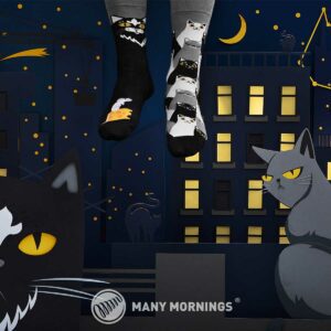 Many Mornings Black Cat Socken Regular